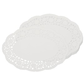 sourcing map 140pcs Paper Doilies, 9.1" x 6.3" Oval Lace Doilies Disposable Paper Placemats for Christmas Tableware Decoration White