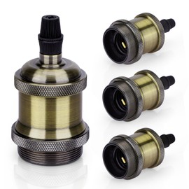 Aigostar E27 Vintage Edison Lampenfassung, Kupfer Lampe Halter, Fassung Vintage Lampensockel Deckenfassung Sockel, Bronze, 4 Stück