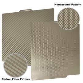 RETUXEP Honeycomb+Carbon Fiber Pattern Etched Bambu Build Plate for Bambu Labs X1C/X1/X1E/P1P/P1S/A1 3D Pritner, Double Sided 0.5mm Flexible Sheet Spring Steel Plate for Bambu Lab 3D Printer 257x257mm