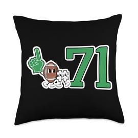 Retro Football Player Apparel Retro Green Foam Finger Football Player #71 Throw Pillow, 18x18, Multicolor