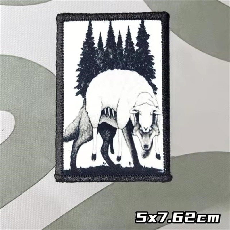 A Wolf in Sheep Patches Velcro, Funny Velcro Patch Military