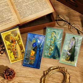 4 Piezas Marcador de Página, Separador de Libros, Marcapaginas Libros, Marcadores Página Magnéticos, Marcapáginas para Pinturas, Marcadores de Impresión Arte de Pintura para Oficina Papelería Lectura