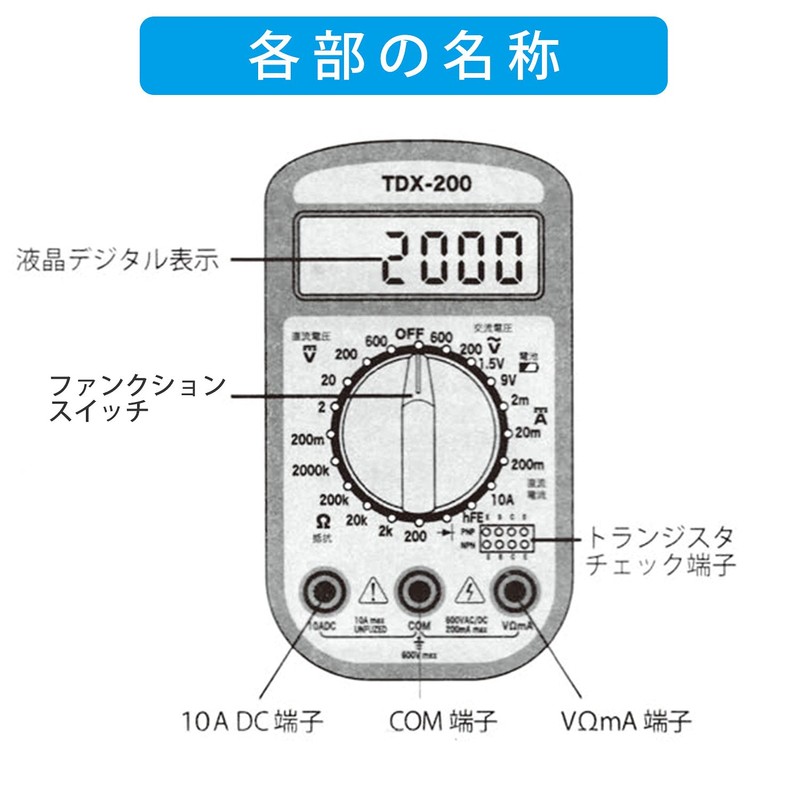 Ohm Electric TDX-200 (04-1855) Digital Multi-Tester, Popular Type
