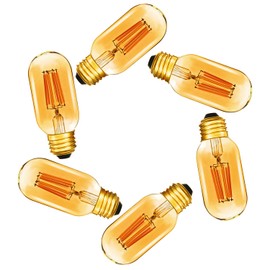YFXRLIGHT Dimmable Amber Colored 6W LED Tubular Edison Bulbs, T10 LED Bulbs 2200K Soft Warm,60 Watt Bulb Equivalent, 420LM, E26 Medium Base Lamp Bulb for Desk Lamp, Pendant Lights,6-Pack