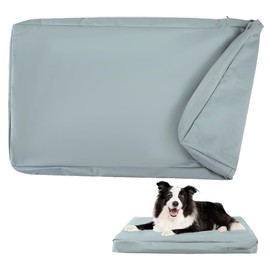 DUJUIKE 100% Waterproof Replacement Cover for Dog Bed, Replacement Cover for Dog Mat, Washable, Removable Dog Mattress Cover, Dog Mattress Insert with Zip (Grey, L (102 x 69 x 10 cm)