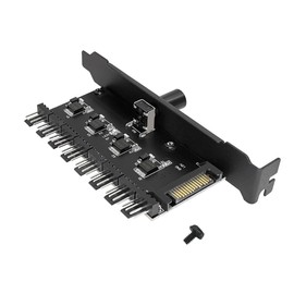PC 8 Channels Fan Hub YACSEJAO 1Knob 12V 3/4pin PC 8 Channels Fan Hub Cooling Fan Speed Controller for CPU Case HDD VGA PWM Fan PCI Bracket(1Knob SATA)