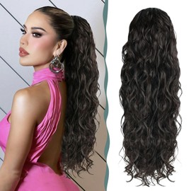 BHF Ponytail Extension - Long Curly Ponytail Hair Pieces for Women Clip in Synthetic Drawstring Long Wavy Fake for Daily Use 26 inch（2#）