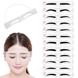 Eyebrow Template, Set of 12, Eyebrow Shape, Eyebrow Stencils with Strap, Eyebrow Makeup Tool, Makeup Tool, For Beginners, Eyebrow Makeup Guide, Easy to Care, Easy to Use