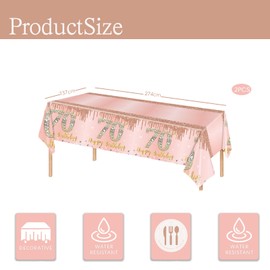 yayafunfun 70th Birthday Table Decoration 2pcs Rose Gold 70th Table Cloth,Happy 70th Birthday Tablecloth for Ladies Women,137 * 274cm Plastic Tablecloths Table Cover 70th Birthday Decorations for Her