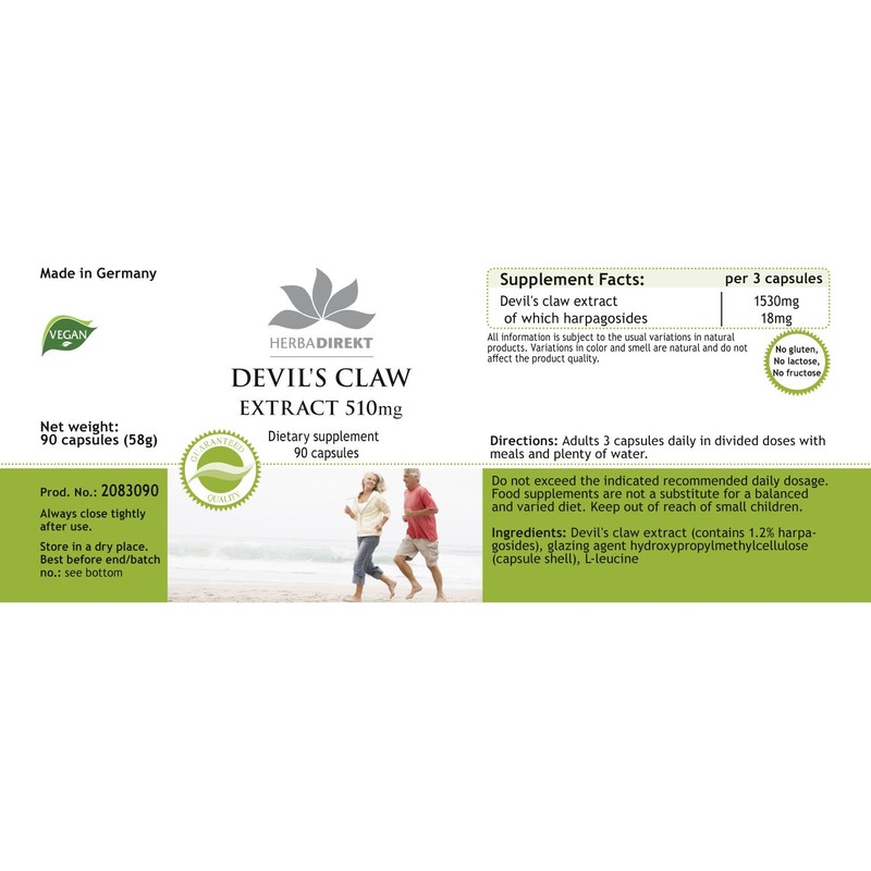 Devil's Claw Extract, 510 mg, Vegan, High Dose, 90 Capsules,