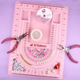 EL GALEON - Tablero Para Armado De Bisutería Tablero Cuentas Abalorios Para Armar Pulseras Accesorios Collares, Bead Design Board, Bead Board Necklace Beading Jewelry Organizer (Tablero Rosa)