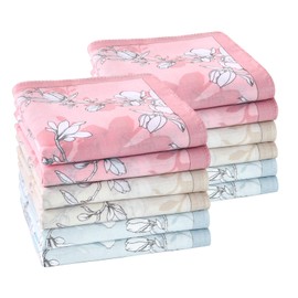 HOULIFE Ladies Handkerchiefs – Floral Handkerchieves Ladies, Hankerchief Womens Cotton, Premium 100% 60S Combed Cotton Colorful Flower Print Hankies for Wedding Party, 45x45cm/18x18’’, 6/12 Pieces