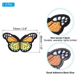 PATIKIL Butterfly Iron on Patch,5 Pcs Butterfly Embroidered Applique Sew on Decorative Patches for Repair Decoration Clothing Hats Jackets Backpack, 2.9" Lx1.8 W,Orange