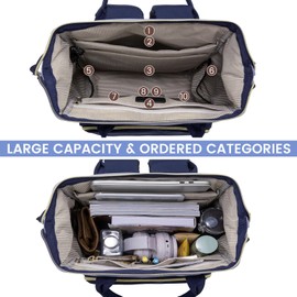 LOVEVOOK Travel Backpack for Women, Laptop Backpack Woman Purse with USB Port, 15.6 inch Large Capacity Doctor Nurse Bag backbag, Waterproof Casual Daypack for Work,Carry on,Daily, Grey Blue