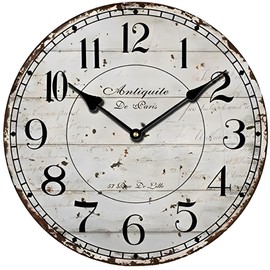YOAI Wall Clock Kitchen Clock Vintage Shabby Chic Antique Nostalgia Rustic Quartz Clock Made of MDF with Silent Movement 12 Inches / 30 cm Diameter (Grey)