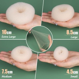 Hair Bun Maker, FANDAMEI Hair Donut Bun Maker Set with 4PCS Donut Bun(1 Extra-large, 1 Large, 1 Medium and 1 Small), 20PCS Invisible Hair Nets, 20PCS Hair Pins and 5PCS Hair Elastic Bands(Gold)