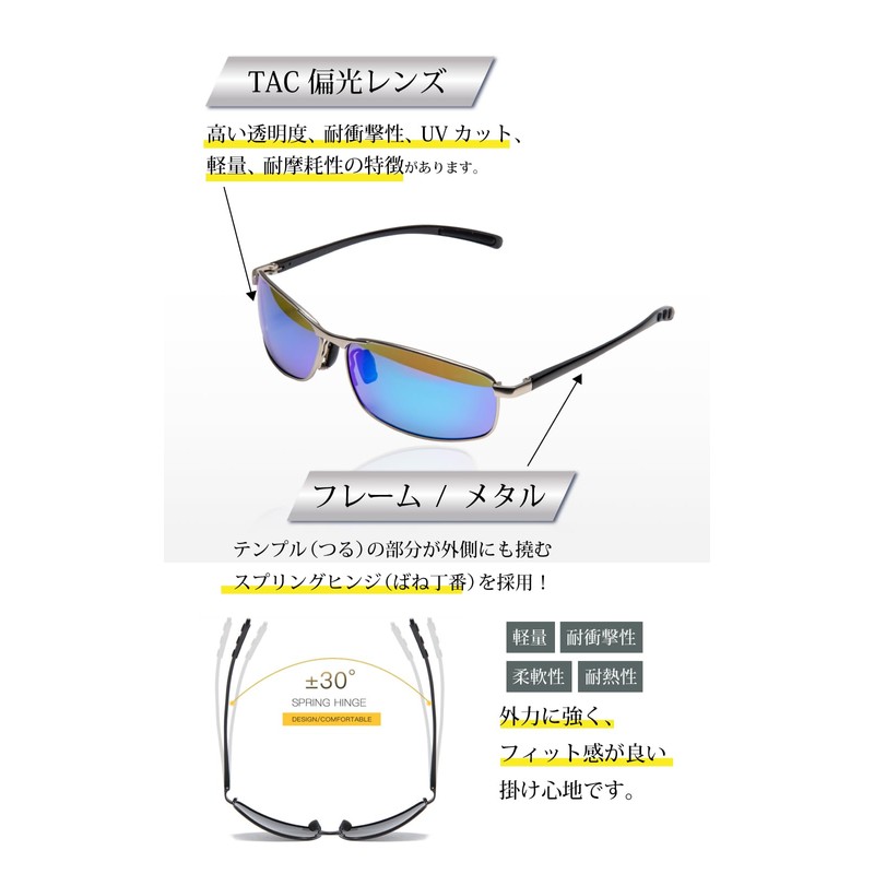 Valeria High-End Polarized Sunglasses, Spring Hinge, Metal Frame, Black