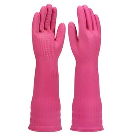 Metrey Heavy Duty Household Rubber Hand Gloves, Dishwashing, Kitchen Cleaning, Working, Painting, Gardening, Pet Care, Long Elbow Length1 Pair (Pink)