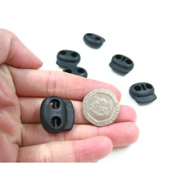 10pcs of 2cm Black Mini Toggles Cord Adjusters Orbs Spring Loaded Cord Locks Rope Lock
