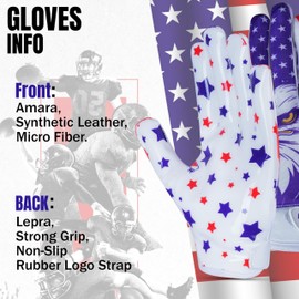 IMPULSE MAX SPORTS Football Receiver Gloves with Eagle Design | High-Performance Grip | Enhanced Catching | Breathable and Durable Fit | (White Eagle, Adult M)