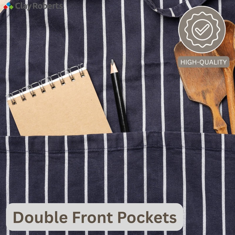 Clay Roberts Chefs Apron, Black, Cooking and Baking Apron for