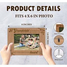 Grandparents Wooden Picture Frame Gifts, A Grandchild is Someone Who Reaches For Your Hand But Touches Your Heart Photo Frames, Gifts for Grandma Grandpa, 4x6 Inch Photo Frame For Home Tabletop -09