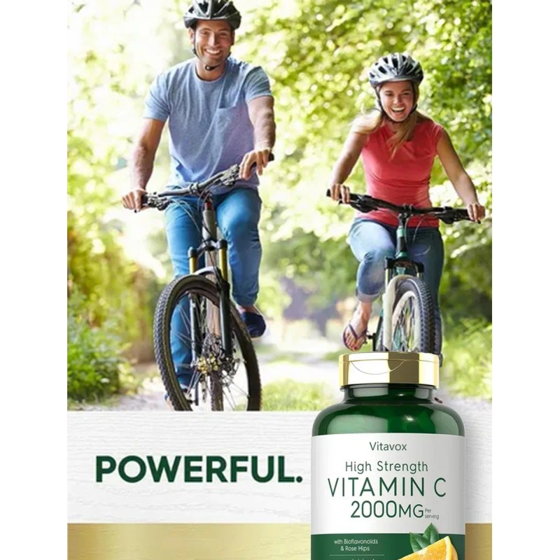 Vitamin C 2000mg | With Rose Hips | 150 Caplets|non-gmo