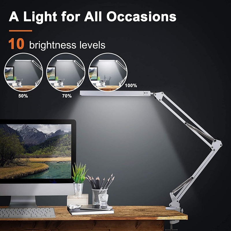 LED Desk Lamp, BZBRLZ Metal Swing Arm Lamp, Eye-Caring Architect