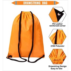 WFX Drawstring Gym Bag, 2 Pack and 1 String Bag, PE Backpack for Men and Women, Trainer, Swimming Bag, Travel, Beach, School, Holiday,, Orange 1 Piece