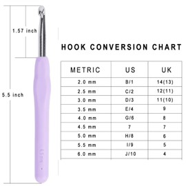 9 Pcs Crochet Hooks Set Ergonomic Handle Extra Long Extreme Soft Smooth Multicolor Multi Size Knitting Crochet Supplies for Beginners and Experienced Crochet Hook Lovers(2-6mm)