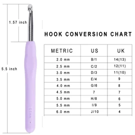 9 Pcs Crochet Hooks Set Ergonomic Handle Extra Long Extreme Soft Smooth Multicolor Multi Size Knitting Crochet Supplies for Beginners and Experienced Crochet Hook Lovers(2-6mm)