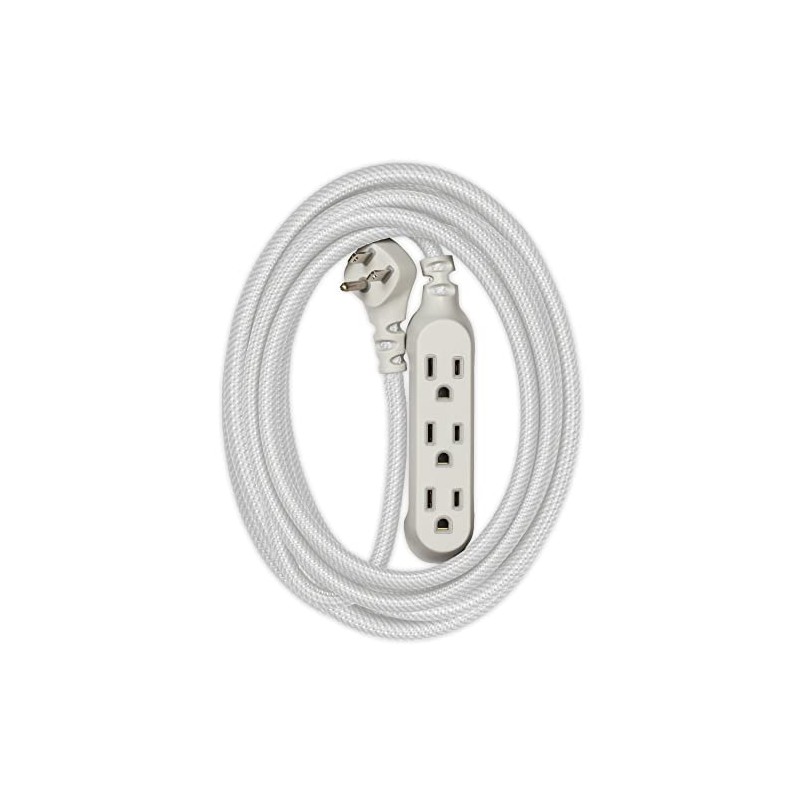 Habitat 15ft Braided Extension Cord, 3 Outlets, Titanium, Low Profile