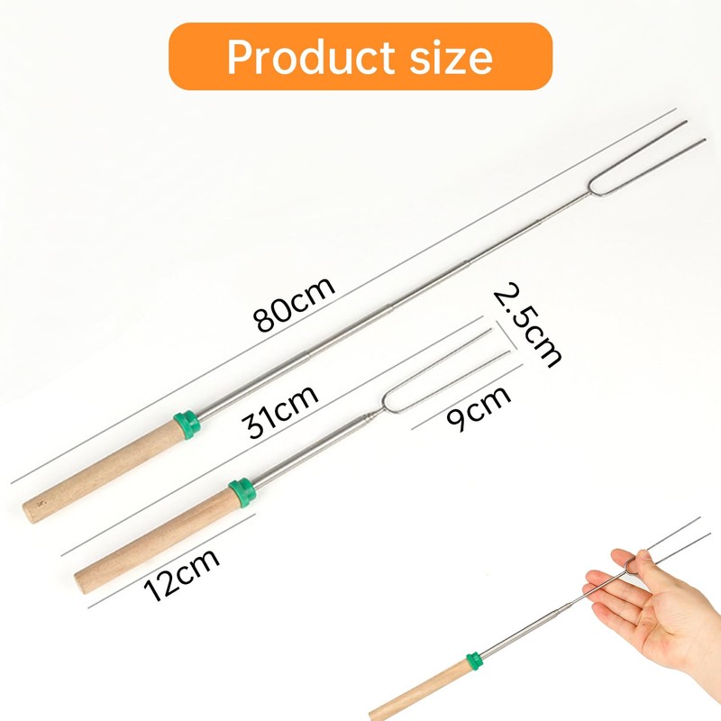 Pack of 8 Barbecue Skewers Telescopic Marshmallow Campfire Grill Fork,