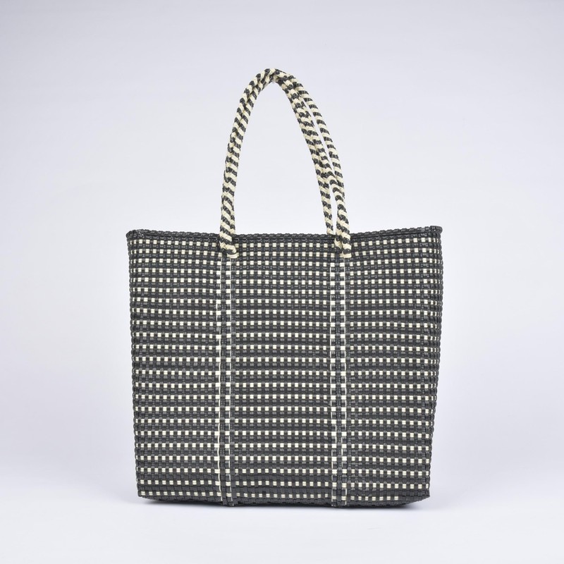 [Uniqute] Mercado Bag, Large, Mexico, Handmade, Kingham_Black x Cream