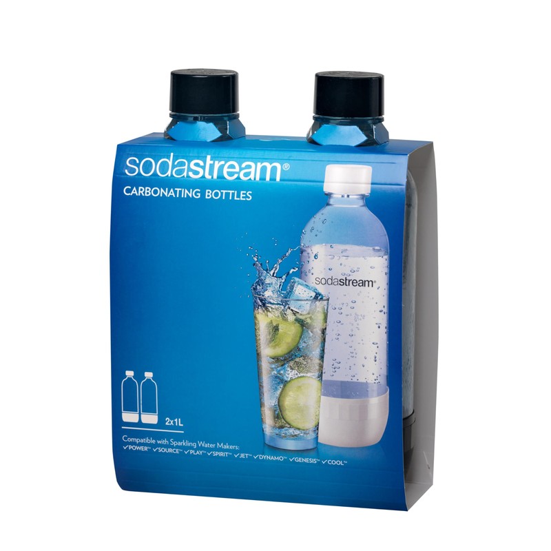 SodaStream 1L Classic DWS Carbonating Bottle Black (twinpack), Pack of