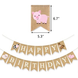 Farm Animal Birthday Banner Party Decoration Barnyard Cow Horse Sheep Pig Garlands Boys Girls Farmhouse Supplies White