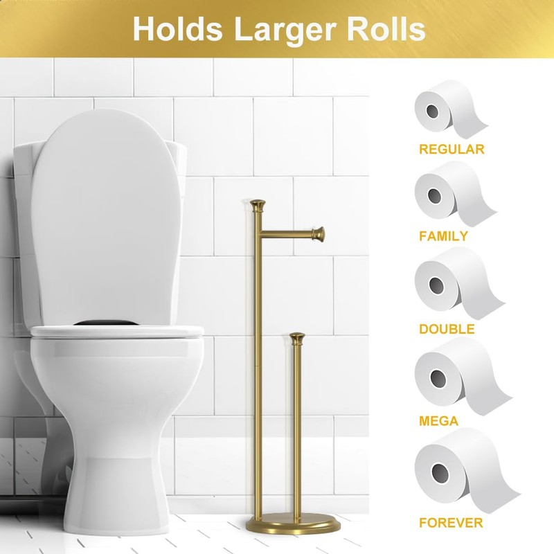 Gold Toilet Paper Holder Free Standing Holds 5 Rolls Toilet