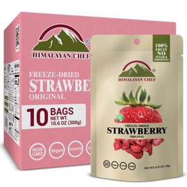 Himalayan Chef Freeze-Dried Strawberry 10g/each (Pack of 10) | Organic Fruit Snacks, Healthy Dried Fruit for Kids & Adults, Freeze-Dried Fruit Snack
