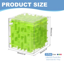 YOKIVE 3 Pcs Labyrinth Puzzle Box, Puzzle Cube Funny Labyrinth Game Puzzle Box Mind Teasers Leisure Toys, Great for Teens and Adults Birthday Gifts (Blue/Green/Pink, 3.74-Inch)
