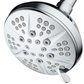 Hotel Spa Notilus Giant High-Pressure 6-setting 4.3" Face Modern Luxury Spa Shower Head - Solid Brass Metal Connection Nut, Angle-Adjustable Ball Joint, Anti-Clog Jets, All-Chrome Finish