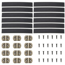 VGOL 12Pcs Leather Drawer Handles Pulls Leather Door Knobs Leather Strap Handles with Mounting Screws Suitable for Drawer Cabinet Cupboards Wardrobe Dresser, Black