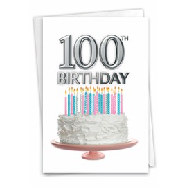 Big Day 100: Milestone Birthday Greeting Card Featuring Photographs of Fantastically Frosted and Colorful Cakes, with Envelope. C7060LMBG