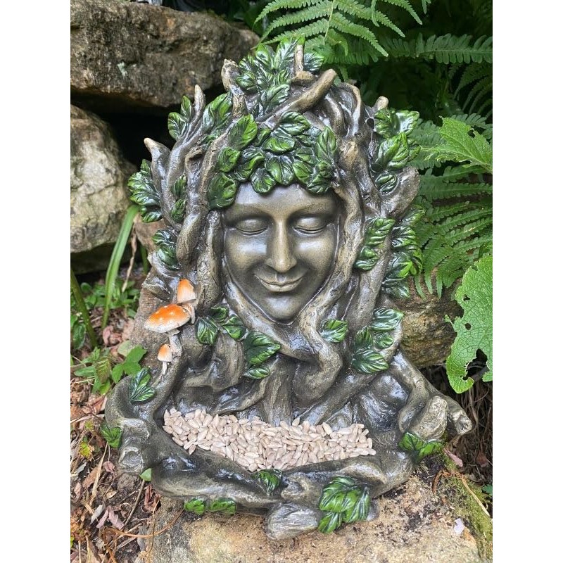Tree Ent Green Woman Lady Juniper Wall Plaque and Bird