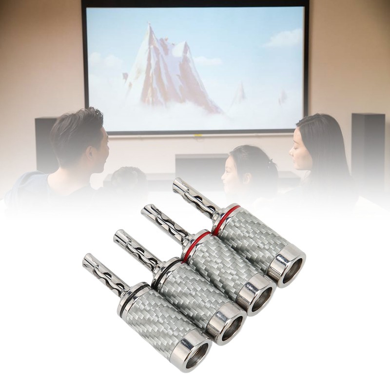 4pcs BFA Banana Plug Brass White Carbon Fiber Shell Speaker