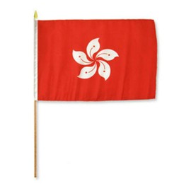 JumpingLight 12x18 12"x18" Wholesale Lot of 6 Hong Kong Stick Flag Wood Staff - Quality Flags