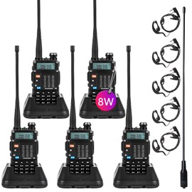 BaoFeng Radio High Power Upgraded BaoFeng UV-5R 144-148Mhz/420-450Mhz Ham Radio Handheld Two Way Radio with TIDRADIO-771 Antenna BaoFeng Walkie Talkie (5 Pack)
