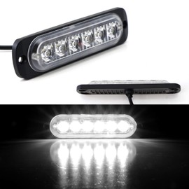iJDMTOY Super Slim Flush Mount 6-LED Daytime Running Light/Auxiliary Driving Lighting Kit Compatible with Truck SUV Grille or Bumper Mount, Xenon White