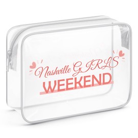 Nashville Gifts for Women Clear Makeup Bags with Zipper Nashville Travel Gifts Girl Trip Travel Gifts Weekend Cosmetic Travel Bag Beach Vacation Gifts for Women Friends Nashville Party Decorations