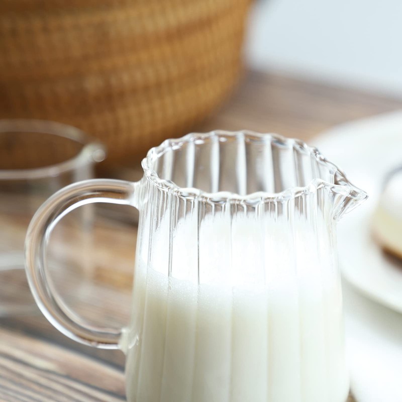 CHOOLD Elegant Wave Shaped Crystal Glass Creamer Coffee Pitcher/Serving Jug