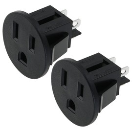 MEETOOT 2pcs 3Pin Power Outlet Socket Jack Connector Round US Type Industrial Plug Panel Mount Outlet Power Socket 15A 250V Universal Electrical AC Power Socket